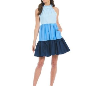 Eliza J Colorblock Halter Dress